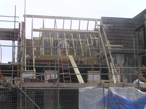 The roof timbers continue to take shape.