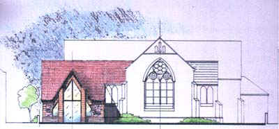 Drawing showing the proposed extension to the Church.
